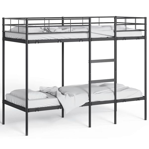 vidaXL Stapelbed zonder matras 75x190 cm staal zwart