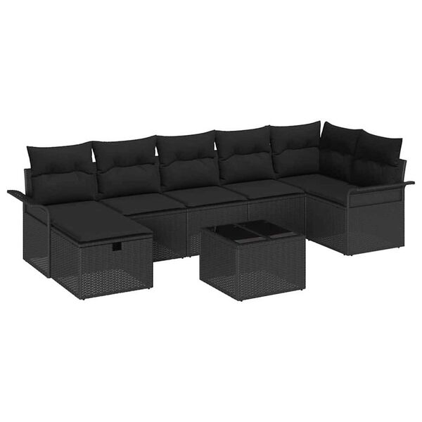 vidaXL Tuin Sofa Set met kussen met opslag 8 pcs Zwart Poly riet