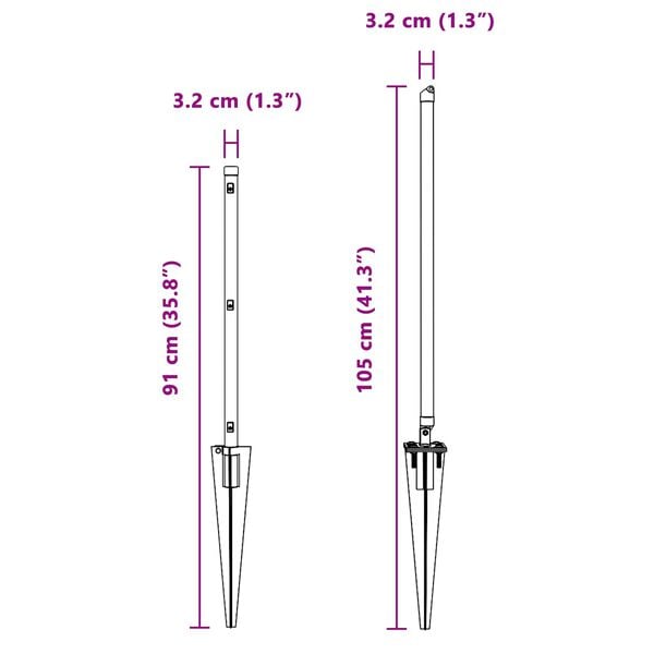 vidaXL Afrasteringspaal 26 pcs Grijs 3,2 x 3,2 x 60 cm