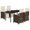 vidaXL 5-delige Tuinset met kussens poly rattan bruin