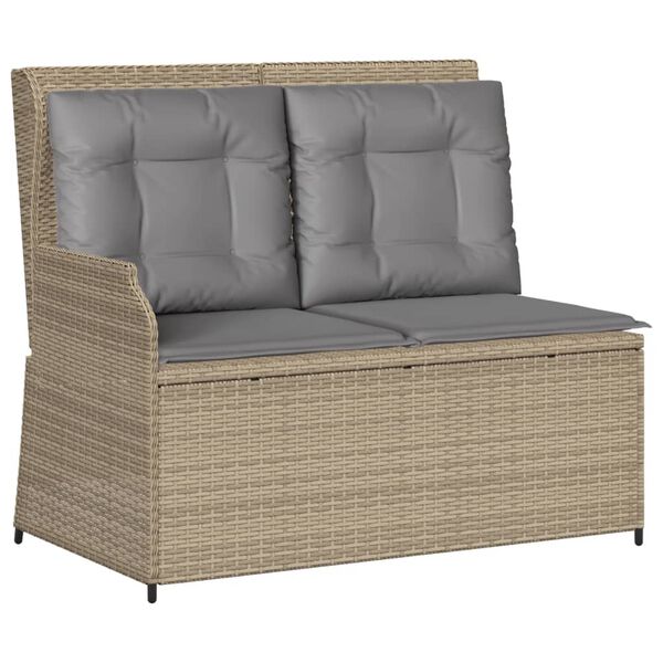 vidaXL 4-delige Loungeset met kussens poly rattan beige