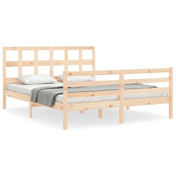 vidaXL Bedframe met hoofdbord massief hout 160x200 cm