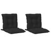 vidaXL Laagrug Stoelkussens Set 2 st Polyester Melange Zwart