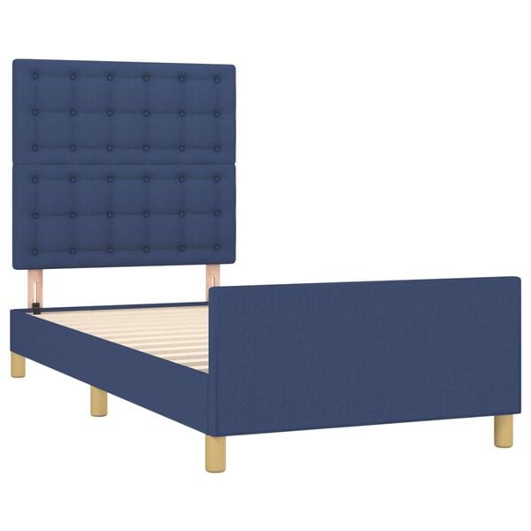 vidaXL Bedframe zonder matras 90x200 cm stof blauw