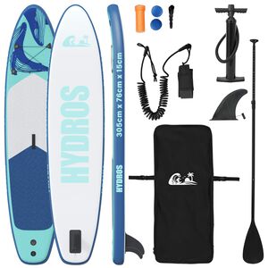 vidaXL Opblaasbaar Stand Up Paddle Board HYDROS 305 x 76 x 15 cm voor