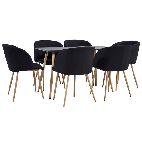 vidaXL 7-delige Eethoek stof zwart