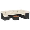 vidaXL 9-delige Loungeset met kussens poly rattan zwart