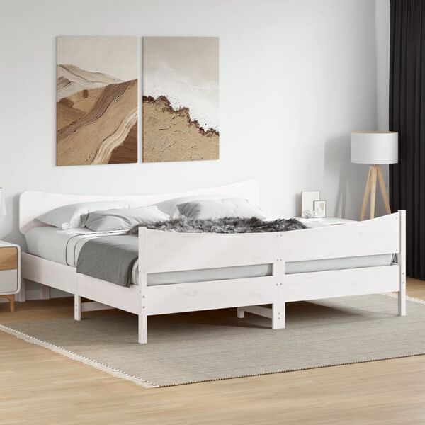 vidaXL Bedframe zonder matras massief grenenhout wit 180x200 cm