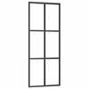 vidaXL Schuifdeur 76x205 cm ESG-glas en aluminium zwart