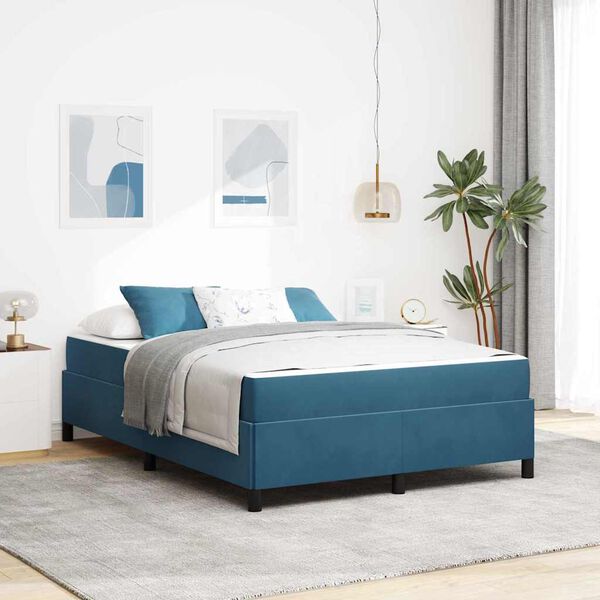 vidaXL Bedframe met matras Donkerblauw 160 x 200 cm Stof