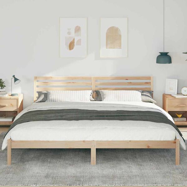 vidaXL Bedframe met hoofdeinde Bruin 180 x 220 cm Massief grenenhout