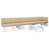 vidaXL 4-delige Loungeset pallet met kussens wit ge&iuml;mpregneerd hout