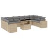 vidaXL 11-delige Tuinset met kussens poly rattan beige