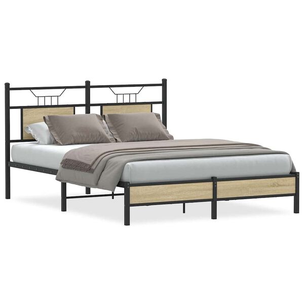 vidaXL Bedframe zonder matras hout sonoma eikenkleurig 137x190 cm