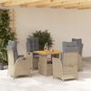 vidaXL 5-delige Tuinset met kussens poly rattan beige