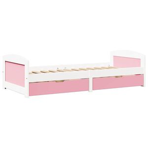 vidaXL Slaapbank met 2 lades zonder matras IRUN 90x200 cm wit en roze