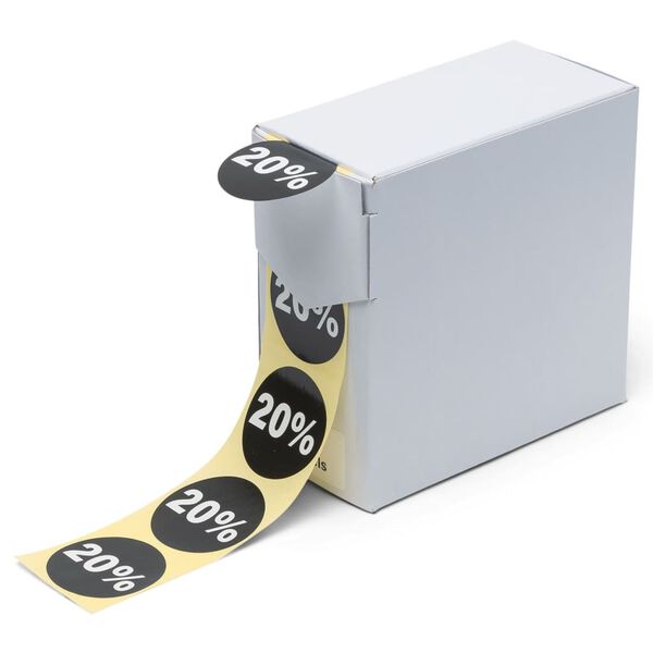 rillprint Kortingsstickers 250 st x 5 rollen zwart en wit