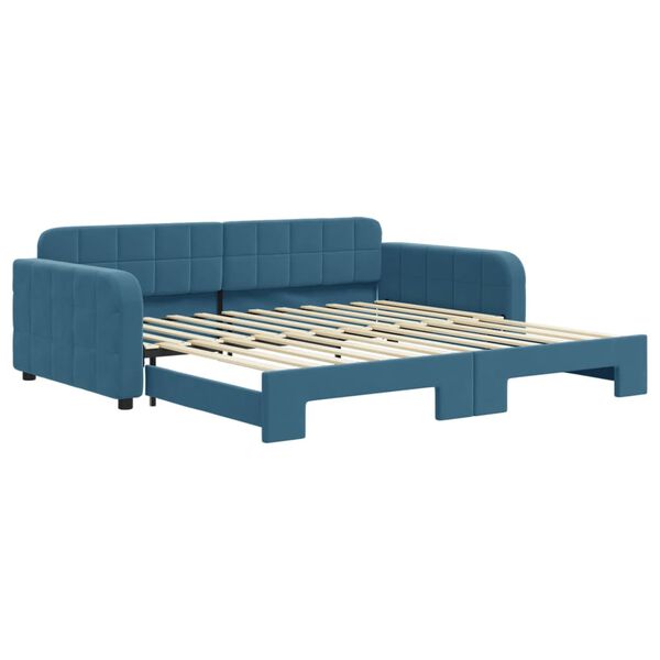 vidaXL Slaapbank met onderschuifbed 100x200 cm fluweel blauw