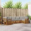 vidaXL Sofa-Sets 7 pcs Natuurlijk en Lichtgrijs Massief Acaciahout