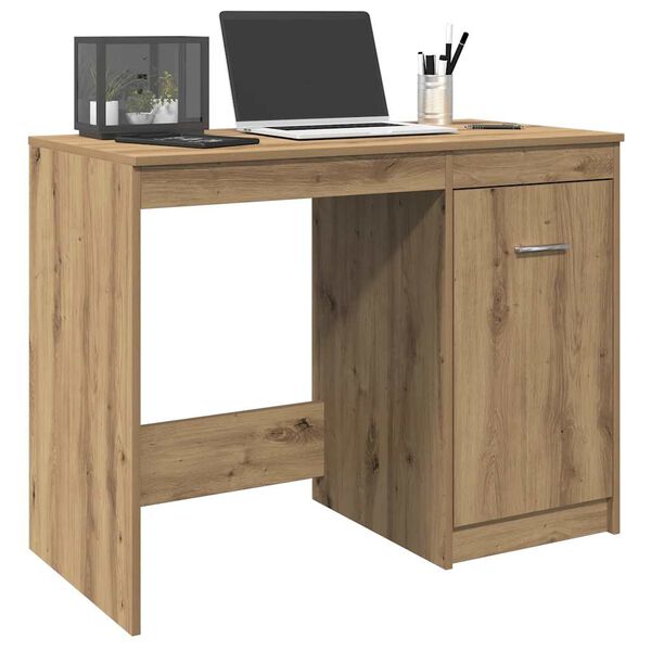 vidaXL Bureau 100x50x76 cm bewerkt hout artisanaal eikenkleur