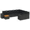 vidaXL 10-delige Loungeset met kussens poly rattan zwart