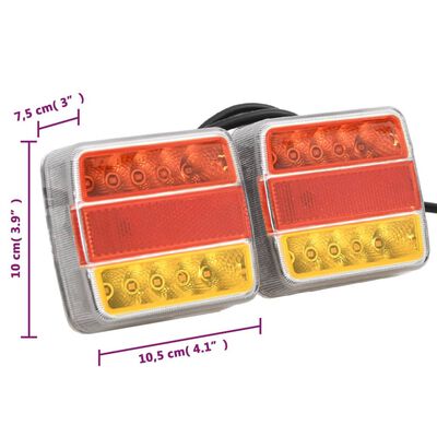 vidaXL Aanhangerlampen 2 st LED-lamp 12 V 10,5x7,5x10 cm rood