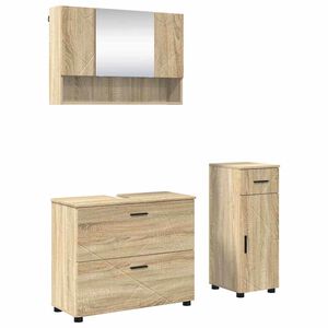 vidaXL Badkamermeubelset 3 pcs Sonoma Eiken Geperst Hout en Metaal