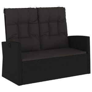vidaXL Tuinbank verstelbaar met kussens 118 cm poly rattan zwart