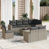 vidaXL 9-delige Loungeset met kussens poly rattan grijs