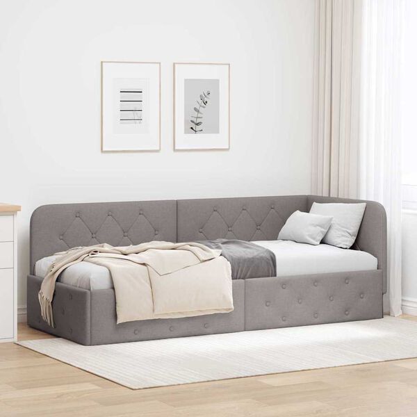 vidaXL Hoekbedframe met hoofdeinde Taupe 80 x 200 cm Stof