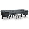vidaXL 8-delige Loungeset poly rattan zwart en grijs