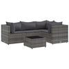vidaXL 5-delige Loungeset met kussens poly rattan grijs