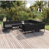 vidaXL 12-delige Loungeset met kussens poly rattan zwart