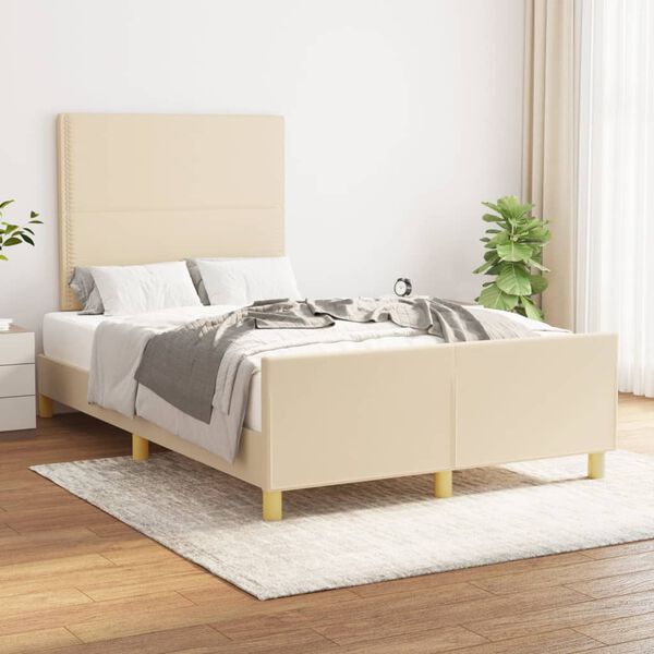 vidaXL Bedframe zonder matras 120x200 cm stof cr&egrave;mekleurig