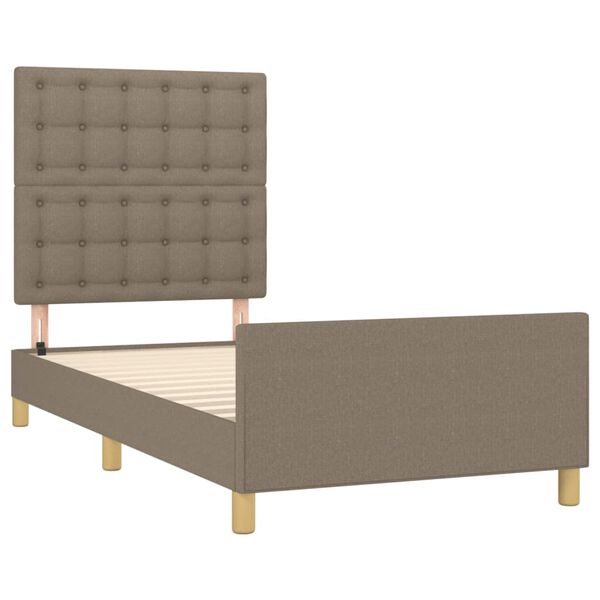 vidaXL Bedframe met hoofdeinde stof taupe 90x190 cm