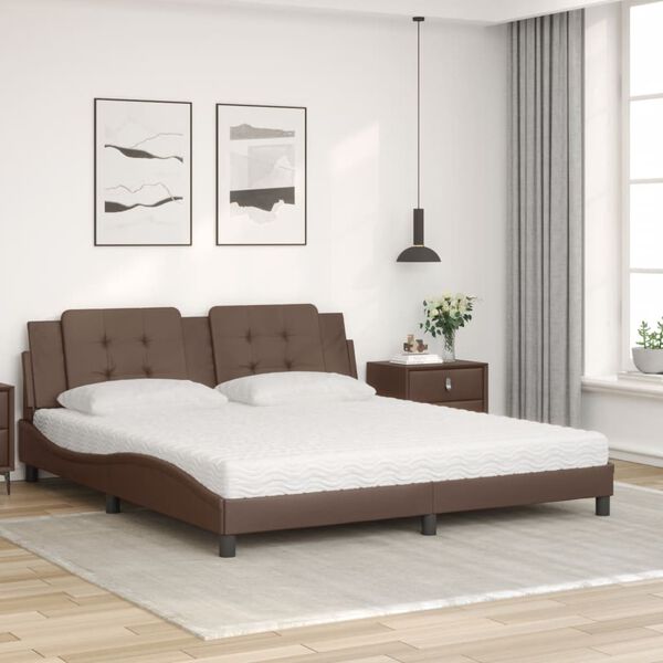 vidaXL Bed met matras "Zadar" kunstleer bruin 180x200 cm