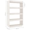 vidaXL Boekenkast/kamerscherm 80x35x135 cm massief grenenhout wit