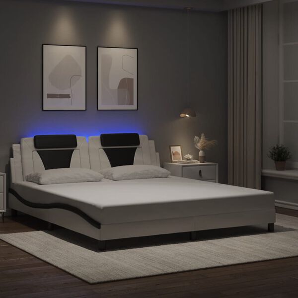 vidaXL Bedframe "Viana" met LED zonder matras wit en zwart 180x200 cm
