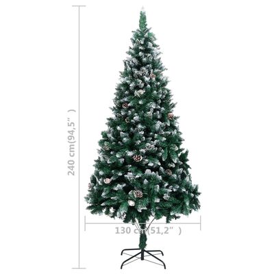 vidaXL Kunstkerstboom met dennenappels en witte sneeuw 240 cm