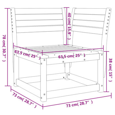 vidaXL Tuinhoekbank 73x73x78 cm massief grenenhout