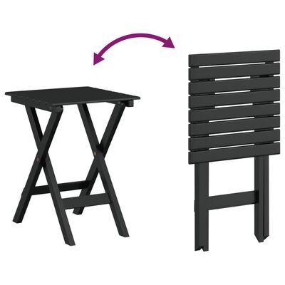 vidaXL Schommelstoelen 2 st met inklapbare tafel populierenhout zwart