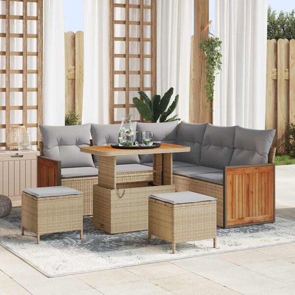 vidaXL Tuin Sofa Set met kussen 8 pcs beige en lichtgrijs