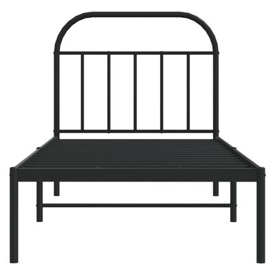 vidaXL Bedframe met hoofdbord metaal zwart 90x190 cm