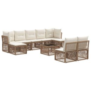 vidaXL Tuinbankenset 10 pcs Beige poly rattan