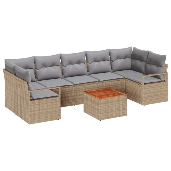 vidaXL Tuin Sofa Set 8 pcs beige en lichtgrijs