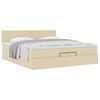 vidaXL Ottoman bed met matras 200x200 cm stof cr&egrave;mekleurig