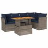 vidaXL 6-delige Loungeset met kussens poly rattan grijs