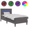 vidaXL Bedframe met matras Grijs 90 x 190 cm Kunstleer