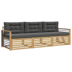 vidaXL Buiten bankenset 3 st Wit en antracietkleurig Polyester