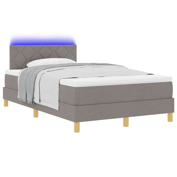 vidaXL LED Box Spring Bed met matras met LED Taupe 120 x 200 cm Stof